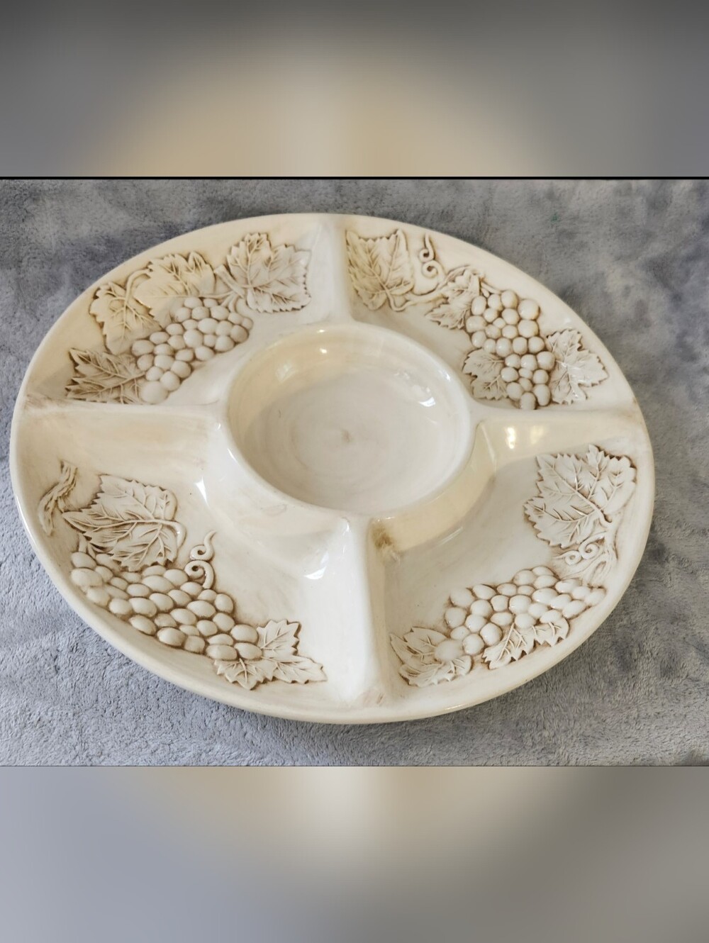 Vintage Harry & David Embossed, Ceramic 5-part sectioned appetizer tray
